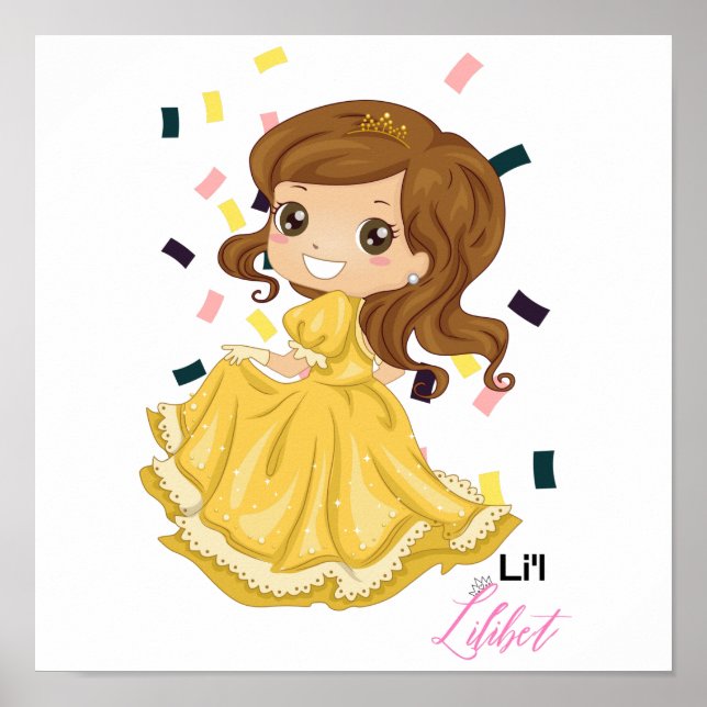 Poster Lilibet Nomeada Ouro Princesa Garota Presente (Frente)