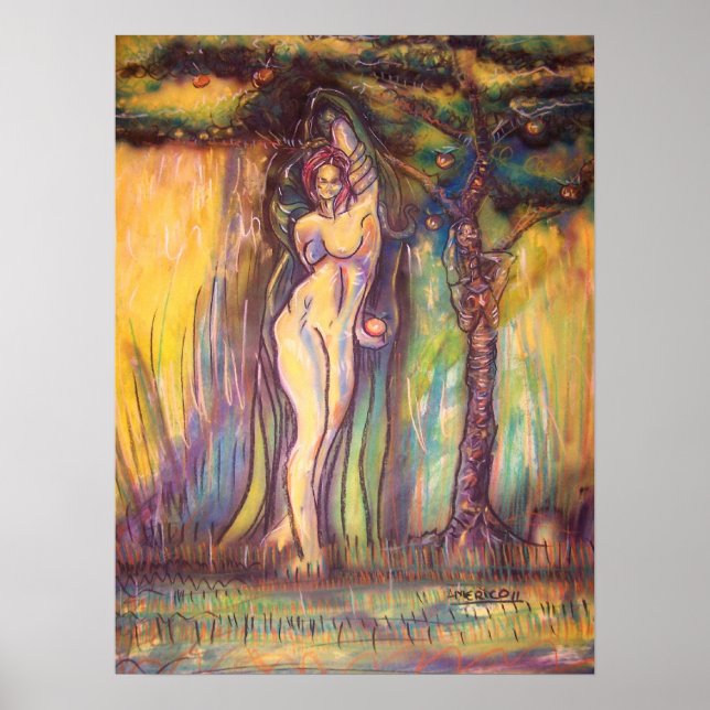 Pôster Lilith, Adam, o Diabo e a fruta no Éden (Frente)