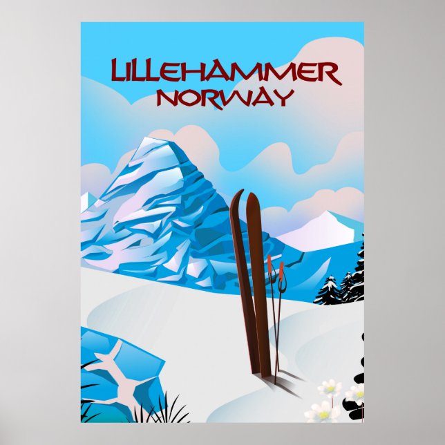 Poster Lillehammer Norway Ski poster. (Frente)