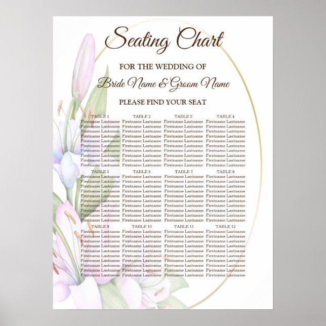 Poster Lily Flowers de Ouro Rosa de Festa Frente Bonita (Frente)