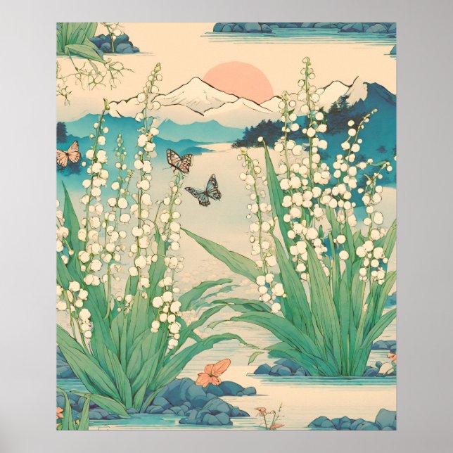 Poster Lily Japonesa do Vale do Mês do Nascimento Flor (Frente)