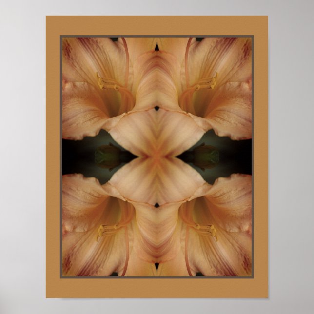 Poster Lily Laranja Flower Close Mirror Abstrato (Frente)