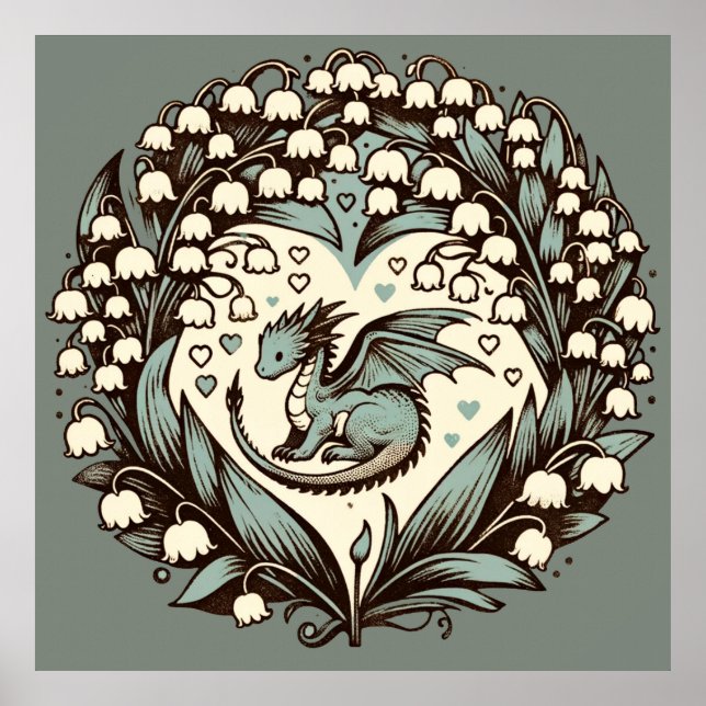Poster Lily of the Valley Baby Dragon Cute Dragon Dragon  (Frente)
