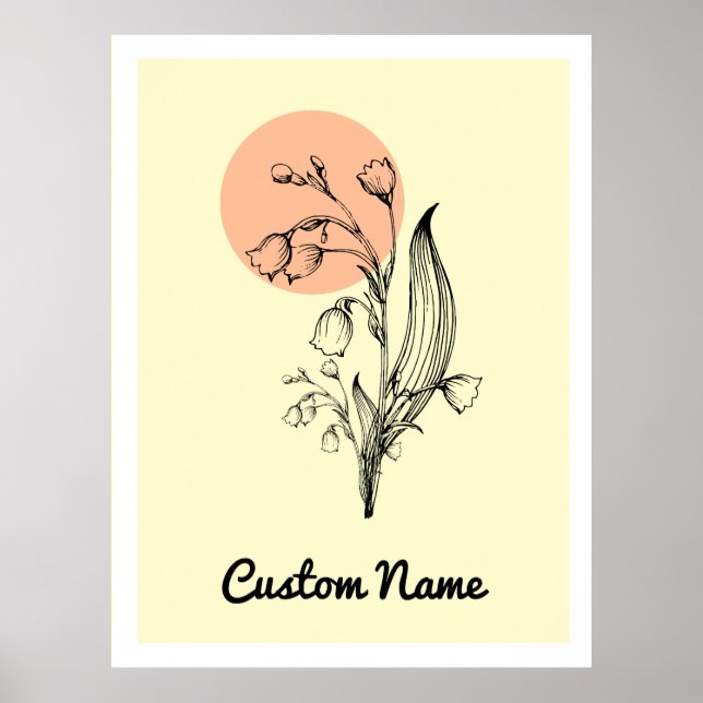 Poster Lily of the Valley May Birth Month Flower Minimal (Frente)