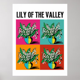 Poster Lily of the Valley May Birth Month Flower Pop Art