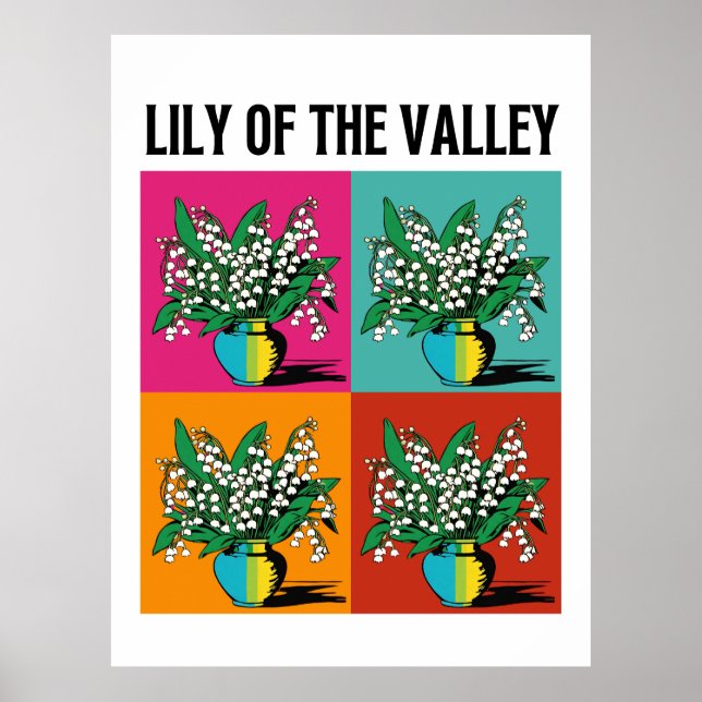 Poster Lily of the Valley May Birth Month Flower Pop Art (Frente)