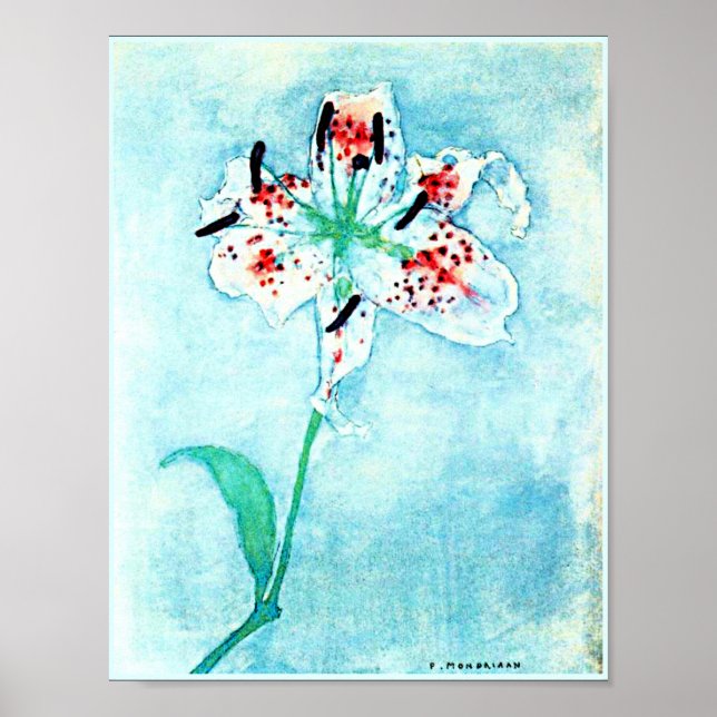 Poster Lily, pintura de Piet Mondrian (Frente)