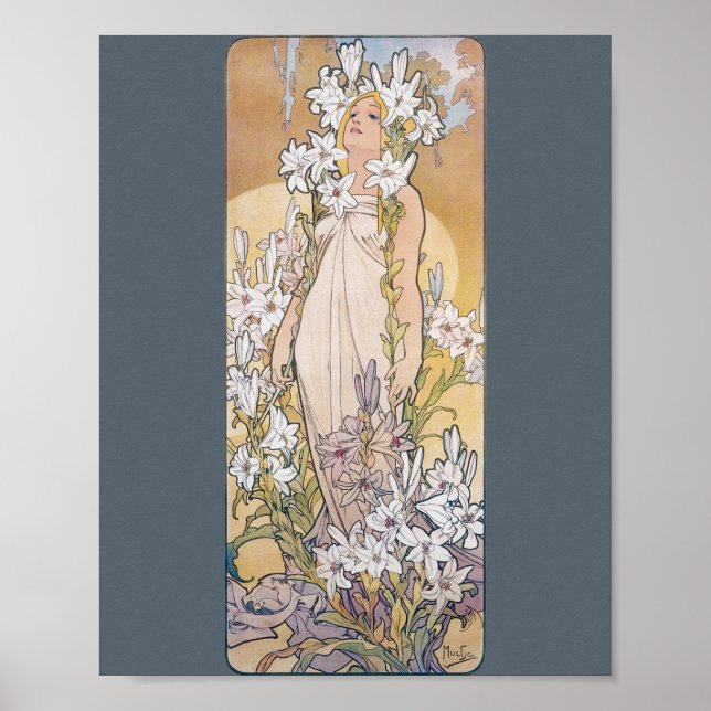 Poster Lily (Quatro Flores), Alphonse Mucha (Frente)