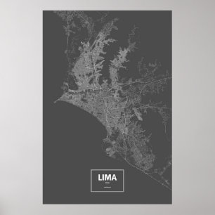 Pôster Lima, Peru (branco no preto)