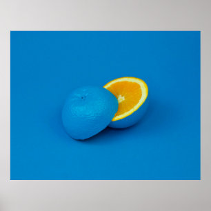 Poster limão azul fatiado em duas metades