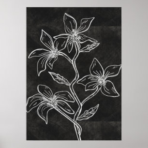 Poster Limão Floral Escuro Lavar Moderno