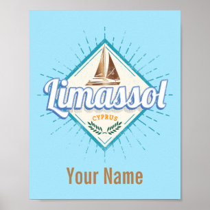 Poster Limassol Cidade de Chipre - Navio de navegação ret