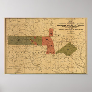 Pôster Limites anteriores de "nação Cherokee" de indian