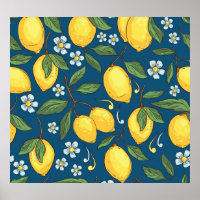 Limões Amarelos: Padrão de Fruta Tropical.