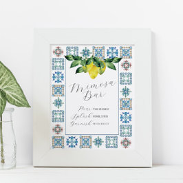 Poster Limões Bar Mimosa Azul e Amarelo