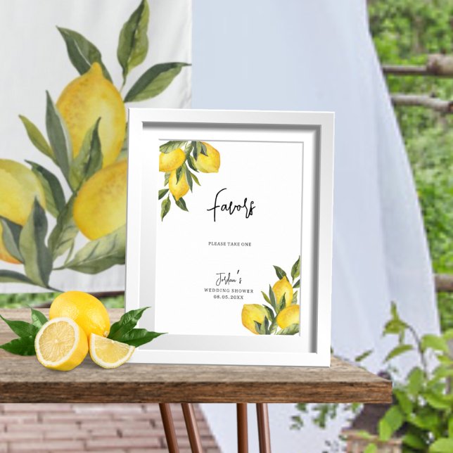 Poster Limões de Aquarela e Favoritos de Chá de casamento (Criador carregado)