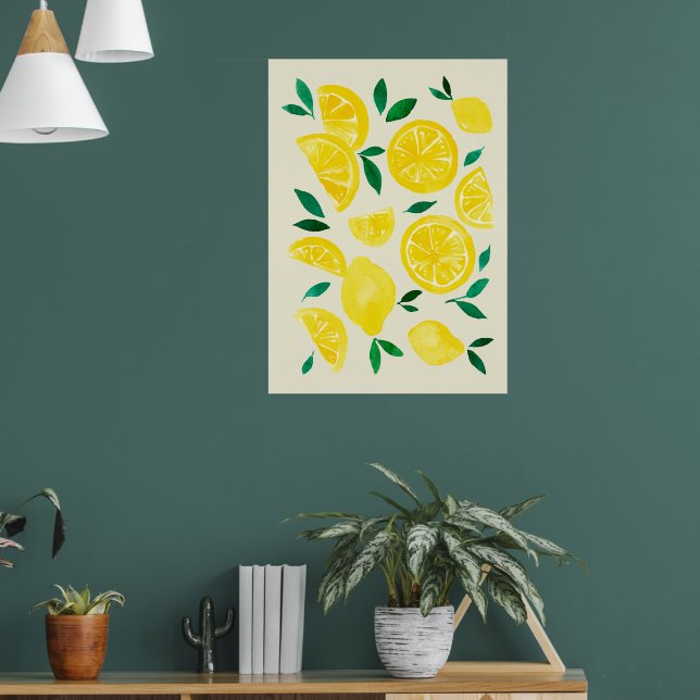 Poster Limões de aquarelas - amarelo e verde (Sala de Estar 1)