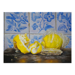 Pôster Limões e Azulejos — Clássico Azul e Amarelo Still