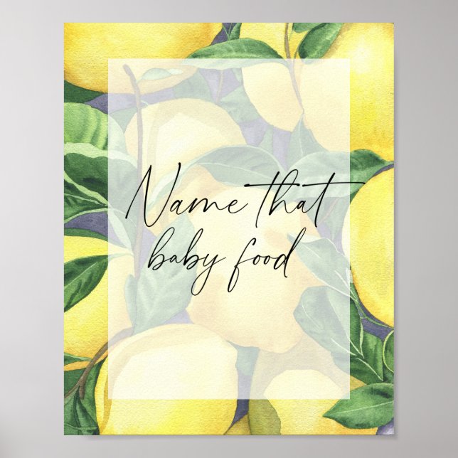 Poster Limões e folhas - dê nome a essa comida de bebê (Frente)