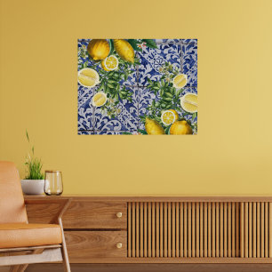 Poster Limões Mediterrâneos Azulejos de Verão Portugueses