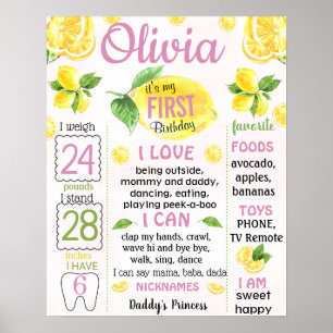 Poster Limonada Primeiro Sinal de Marco de Aniversário