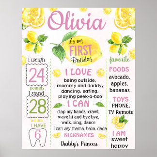 Poster Limonada Primeiro Sinal de Marco de Aniversário