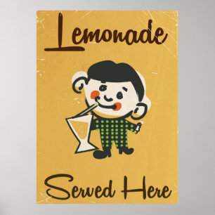 Poster Limonada servida aqui anúncio de bebidas vintage