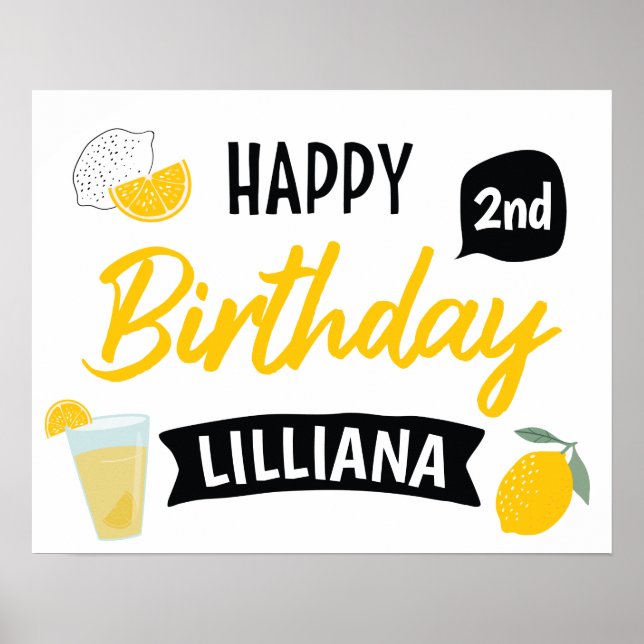 Poster Limonada Sunshine e feliz aniversário (Frente)