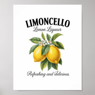 Poster Limoncello Itália Vintage Limão Refrescante Férias