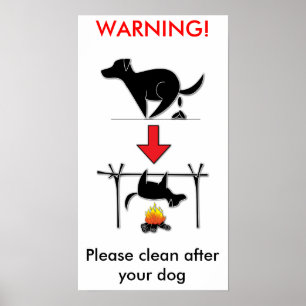 Pôster Limpe após seu cão! NENHUM TOMBADILHO do CÃO po