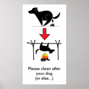 Pôster Limpe após seu cão! NENHUM TOMBADILHO do CÃO po