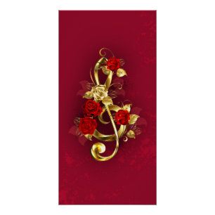 Pôster Limpeza de ouro com Flores Rosa