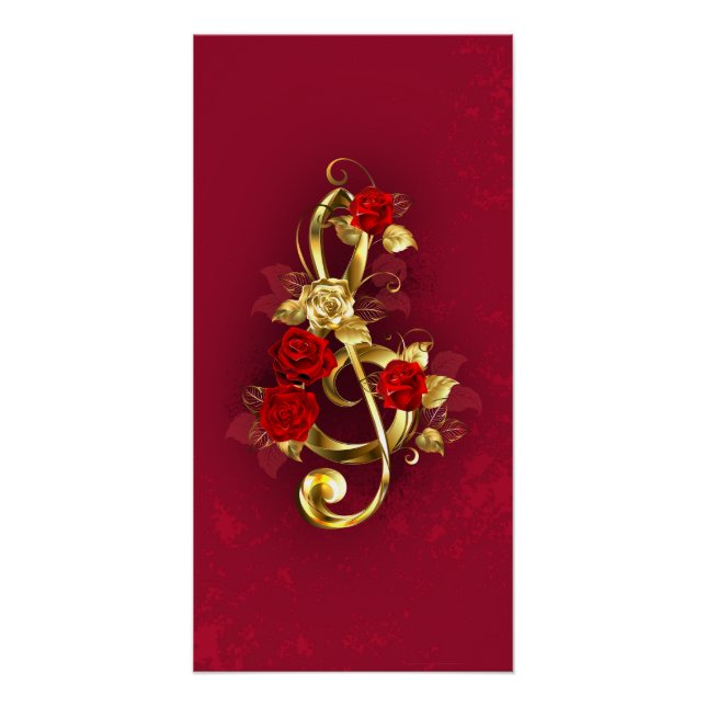 Pôster Limpeza de ouro com Flores Rosa (Frente)