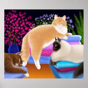 Poster limpo da lavanderia do amor dos gatos