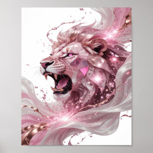 Poster Limpo Prata Rei Leão Design Gráfico