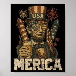 Poster Lincoln 4 De Julho Merica Abe Boys Men Women Amer