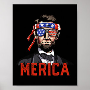 Poster Lincoln 4 de Julho Merica Abe Meninos Homens Mulhe