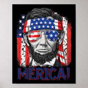 Poster Lincoln 4 De Julho Merica Men Women American Flag