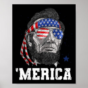 Poster Lincoln 4 De Julho Merica Men Women American Flag