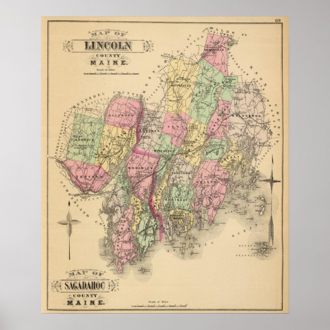 Pôster Lincoln Co, Sagadahoc Co (Frente)
