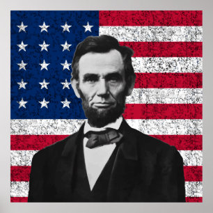 Poster Lincoln e a bandeira americana