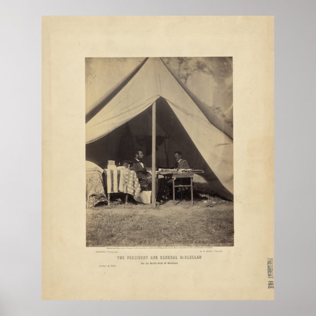 Pôster Lincoln & Gen McClellan sobre Campo de Batalha Ant (Frente)