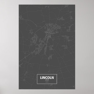 Pôster Lincoln, Inglaterra (branco no preto)