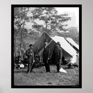 Pôster Lincoln, Pinkerton e McClernand no Antietam 1862
