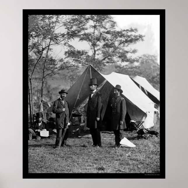Pôster Lincoln, Pinkerton e McClernand no Antietam 1862 (Frente)