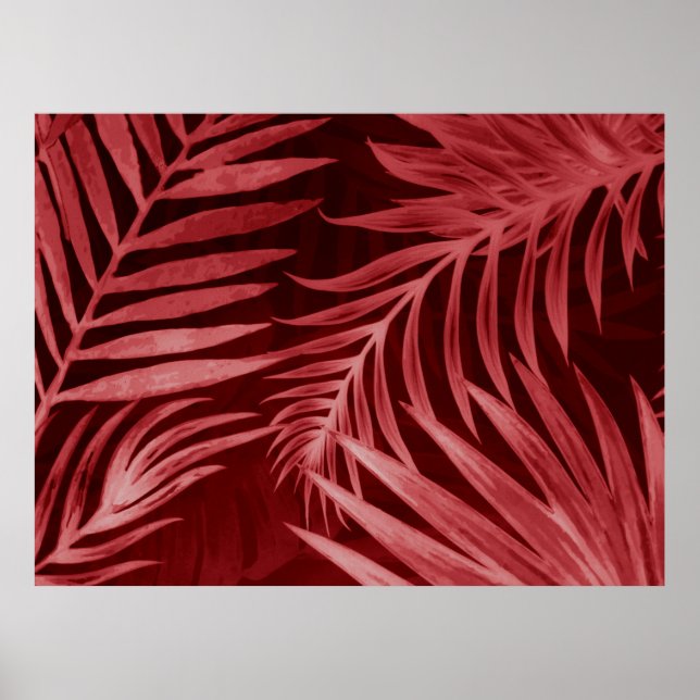 Poster Linda abstrato cor rosa e flores vermelhas em b (Frente)