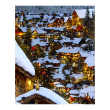 Linda aldeia de montanha no Natal