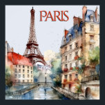 Poster Linda Aquarela do Viagem de Paris<br><div class="desc">Esta poster representa realmente uma das muitas visões mágicas que temos de Paris — a Torre Eiffel e a história de Paris. Aproveite a adorável poster para si mesmo ou como presente. Se você tiver alguma dúvida, basta enviar um bate-papo ou um e-mail para charmdesignstudio@rcn.com e nós teremos o prazer...</div>