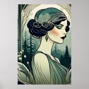 Poster Linda Arte Deco Girl, Flapper, 1920 IT Girl