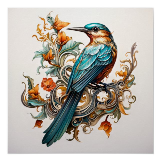 Pôster Linda Arte Nouveau Bird (Frente)